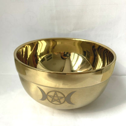 ritual bowl tarot Pentagram stainless steel Gold plating/ tableware ceremony noon Divination Astrological tool Board game