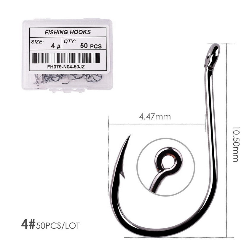 50pcs / 20pcs / Box Circle Carp Eyed Fishing Hook Size 2-22# Ring eye Japan Fishhooks Fishing Hooks Single Jig Fish Hook Tackle