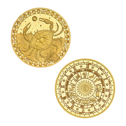 Creative Twelve Constellations Zodiac Coin Challenge Golden Plated Commemorative Coins Set Home Decor Crafts Art Collection Gift