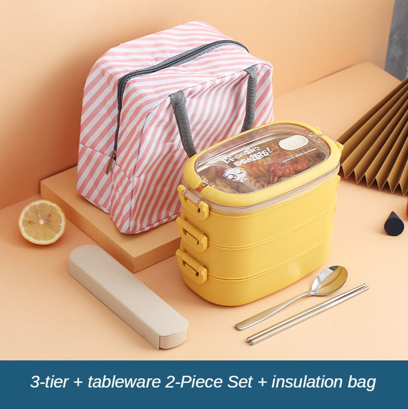 Stainless Steel Insulated Lunch Box Student School Multi-Layer Lunch Box Tableware Bento Food Container Storage Breakfast Boxes