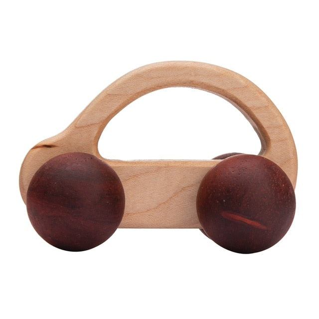 1pc Organic Beech Wooden Car For Babies BPA Free Montessori Toys Wooden Rattle Brain Game Toys Handmade Crafts Gift Child Block