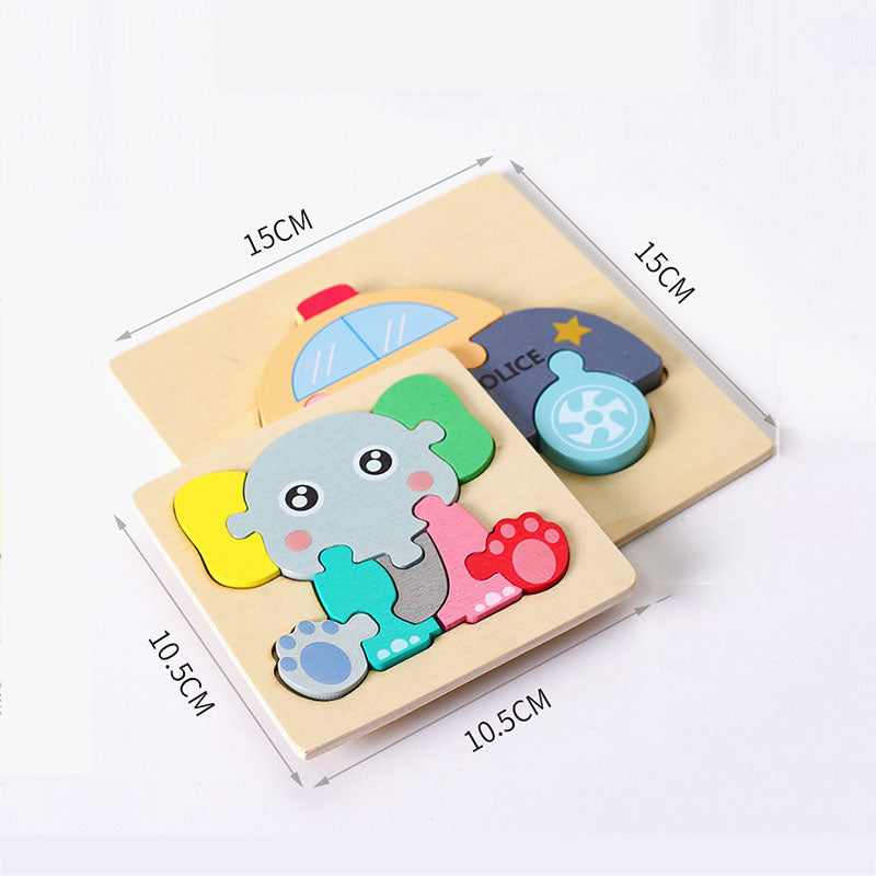 Cartoon Animals Montessori Puzzles For Kids Educational 3D Wooden Puzzle Toys Montessori Educational Toys For Children 2-5 Years