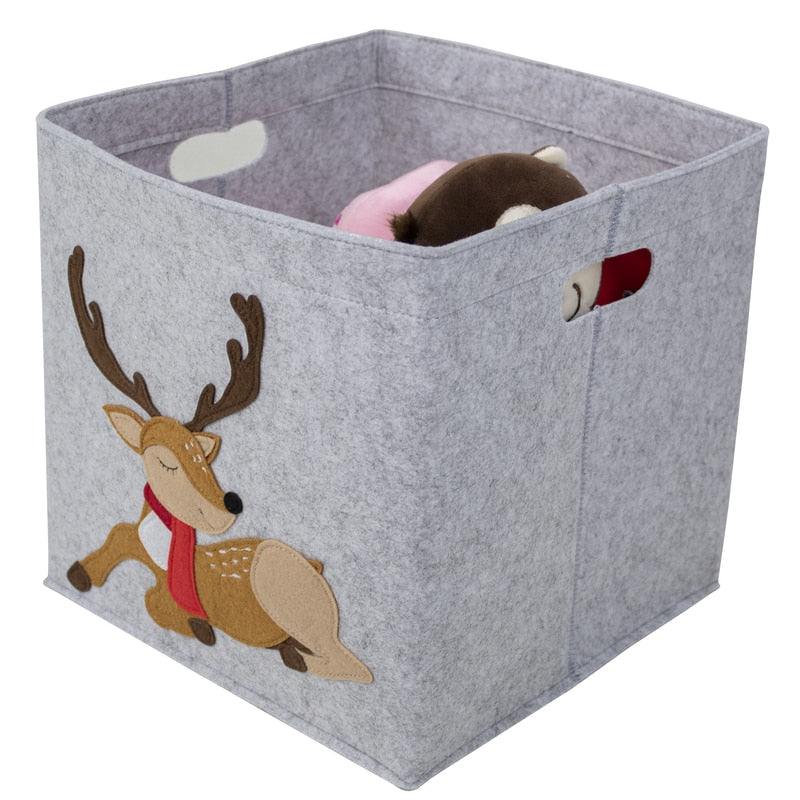 2022 New Cube Folding Thickened Felt Fabric Storage Box For Cartoon Toys Organizer Home Laundry Basket Clothes Storage Basket