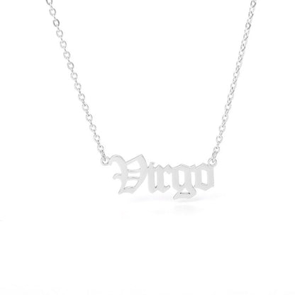 3-colors 12 constellation stars zodiac letter necklace stainless steel pendant necklace women long chain necklace friend gift