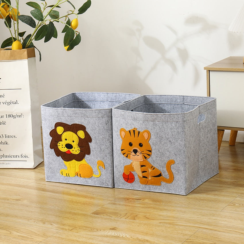 2022 New Cube Folding Thickened Felt Fabric Storage Box For Cartoon Toys Organizer Home Laundry Basket Clothes Storage Basket