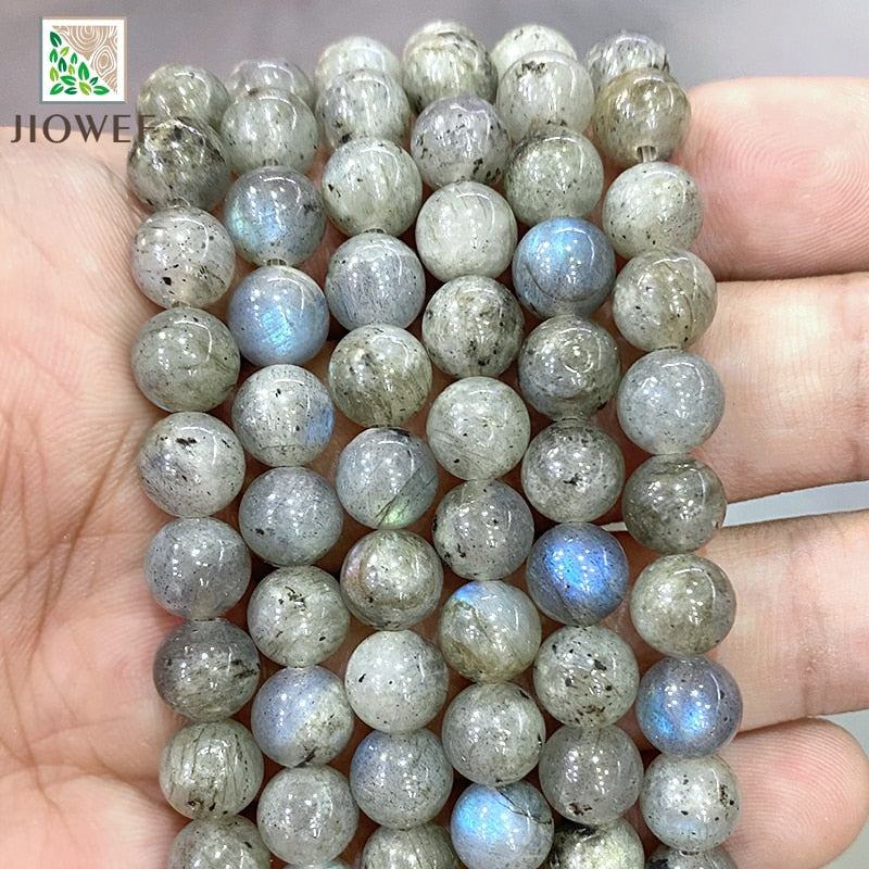 Smooth Gray Labradorite Round Loose Beads Natural Stone Beads For DIY Jewelry Making Bracelet Necklace 15'' Inch 4/6/8/10/12mm
