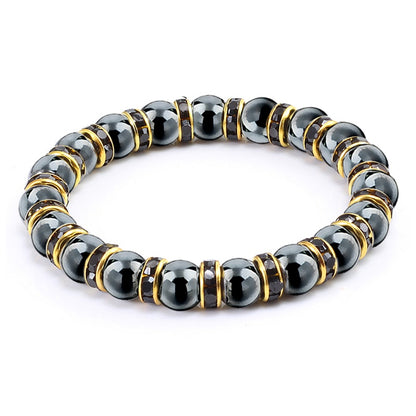 Natural Hematite Beads Bracelets Men No-Magnetic Health Protection Women Jewelry Charm Crystal Stone Stretch Bracelet &amp; Bangle