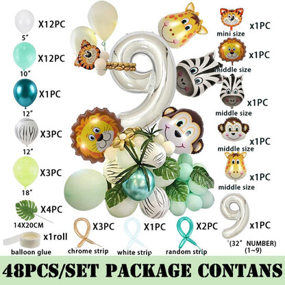 Wild One Birthday Party Decor Animal Tableware Set Balloon Arch Garland Safari Jungle Decoration Baby Shower 1st Birthday Boy