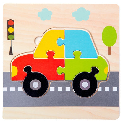 Baby Wooden Toys 3D Puzzle Cartoon Animal Intelligence Jigsaw Puzzle Shape Matching Montessori Toys For Children Gifts