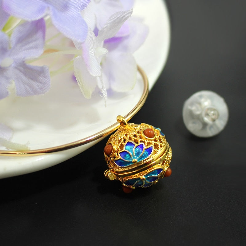 1PC Hollow Cage Cloisonne Locket with Lamp Balloon Bangles Lamp Balloon Locket Bracelets Fashion Jewelry