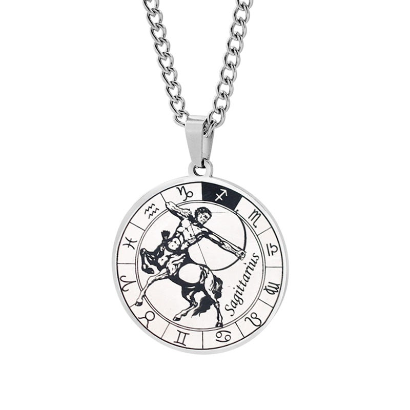 VNISTAR 316 Stainless Steel Zodiac Pendant Necklace Wholesale Men Women Horocope Jewelry Dropshipping Never Fade Constellation