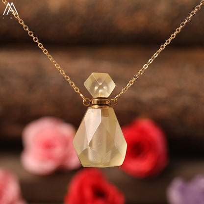 Natural Purple Agates Smoky Color Quartz Rainbow Fluorite Stone Gold Perfume Bottle Pendant For Necklace Making Women Jewelry