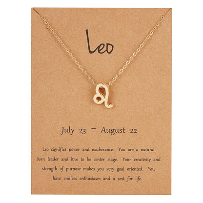 12 Constellation Pendant Necklaces Jewelry Choker Necklace Zodiac Sign Charm Necklace Birthday Gifts Aquarius Pisces Leo Virgo