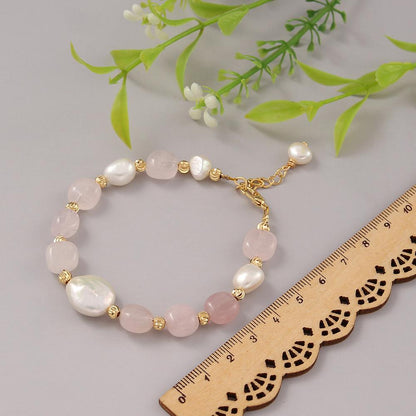 Coeufuedy Freshwater Pearl Bracelet for Women Natural Amethyst Bracelet Party White Pearl Stone Beads Bracelets Fine Jewelry