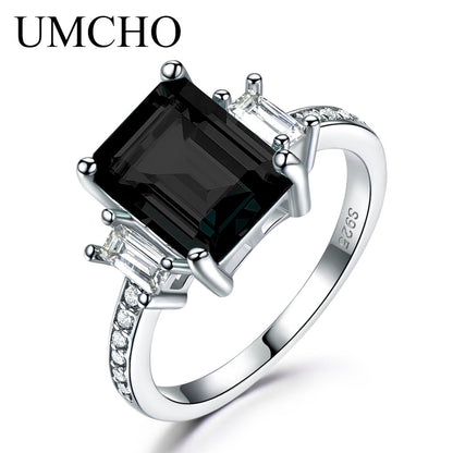 UMCHO Solid Sterling Silver Cushion Morganite Gemstone Rings For Women Engagement Anniversary Band Valentine&#39;s Gift Ring Set