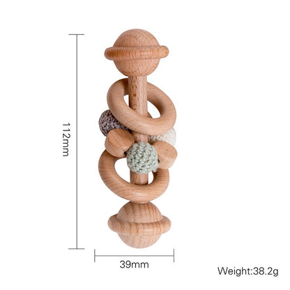 1pc Baby Toys Beech Wooden Rattle Hand Bells Toys Of Newbron Montessori Educational Toys Mobile Rattle Wooden Ring Baby Products