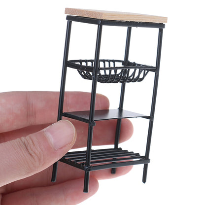 1:12 Doll House Accessories Mini Black Kitchen Side Cabinet Miniature Display Shelf Accessories Kitchen Dining Cabinet Kids