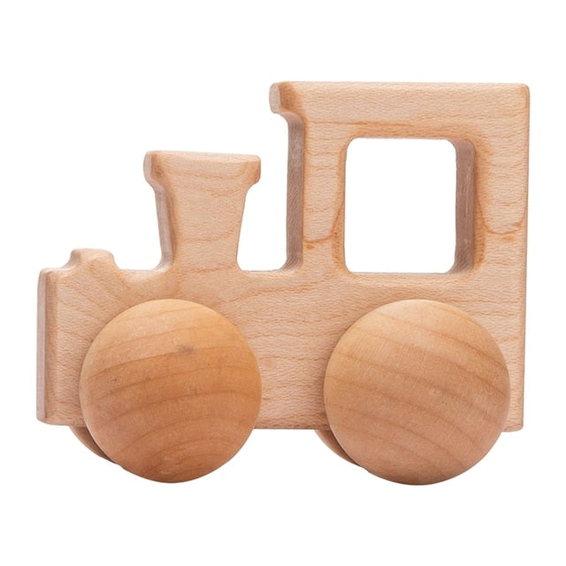 1pc Organic Beech Wooden Car For Babies BPA Free Montessori Toys Wooden Rattle Brain Game Toys Handmade Crafts Gift Child Block