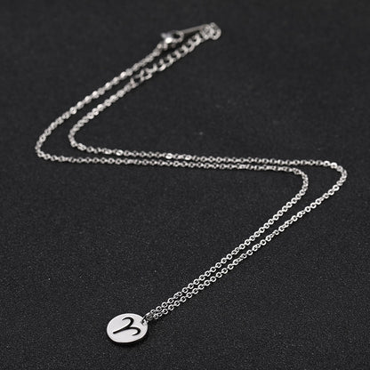 Skyrim Zodiac Libra Leo Pendant Necklace Women Sagittarius Taurus Cancer Virgo Stainless Steel 12 Constellation Necklaces Gift