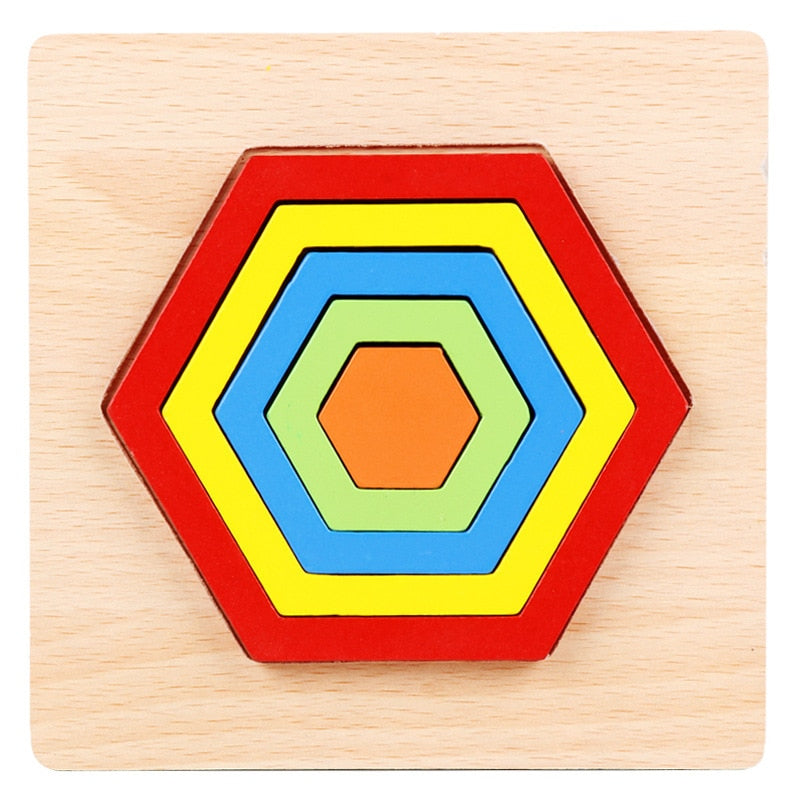 Wooden Geometric Shape Puzzle Kids Montessori Toys Educational Shape Cognition Children Jigsaw Puzzle Board Learning Sensory Toy