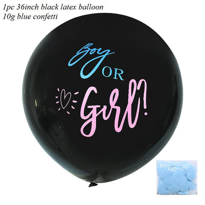 1pc 36inch Boy or Girl Balloon Black Latex Ballon with Confetti Gender Reveal Globos Baby Shower Gender Reveal Party Decoration