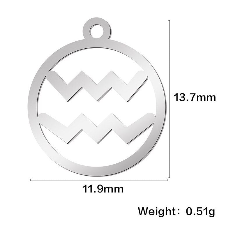 Teamer 12pcs Zodiac Floating Charms Stainless Steel Gemini Aries Libra Taurus Twelve Constellation Pendant  for Jewelry Making