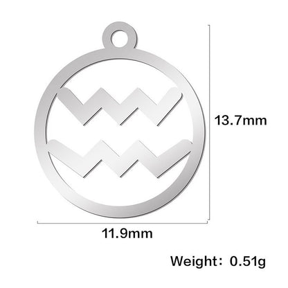 Teamer 12pcs Zodiac Floating Charms Stainless Steel Gemini Aries Libra Taurus Twelve Constellation Pendant for Jewelry Making