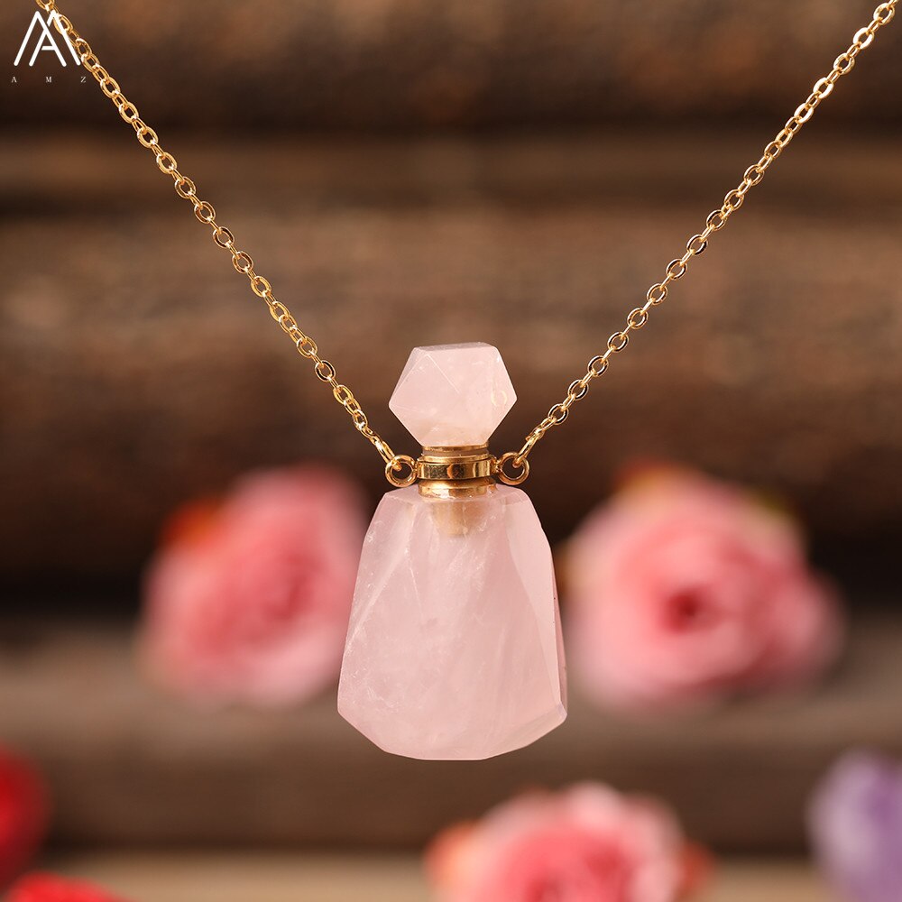 Natural Purple Agates Smoky Color Quartz Rainbow Fluorite Stone Gold Perfume Bottle Pendant For Necklace Making Women Jewelry