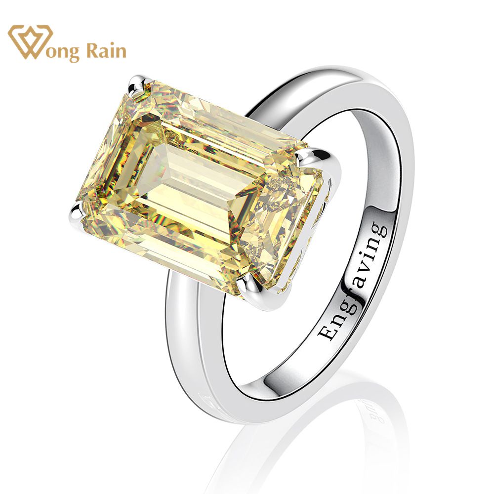 Wong Rain Classic 100% 925 Sterling Silver Created Moissanite Gemstone Wedding Engagement Diamonds Ring Fine Jewelry Wholesale