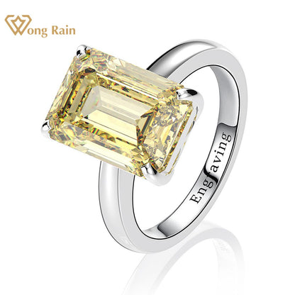 Wong Rain Classic 100% 925 Sterling Silver Created Moissanite Gemstone Wedding Engagement Diamonds Ring Fine Jewelry Wholesale