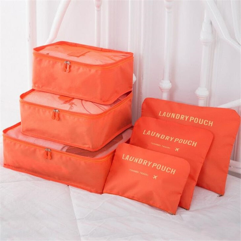 6 PCS Travel Storage Bag Set For Clothes Tidy Organizer Wardrobe Suitcase Pouch Unisex Multifunction Packing Cube Bag Travel Kit