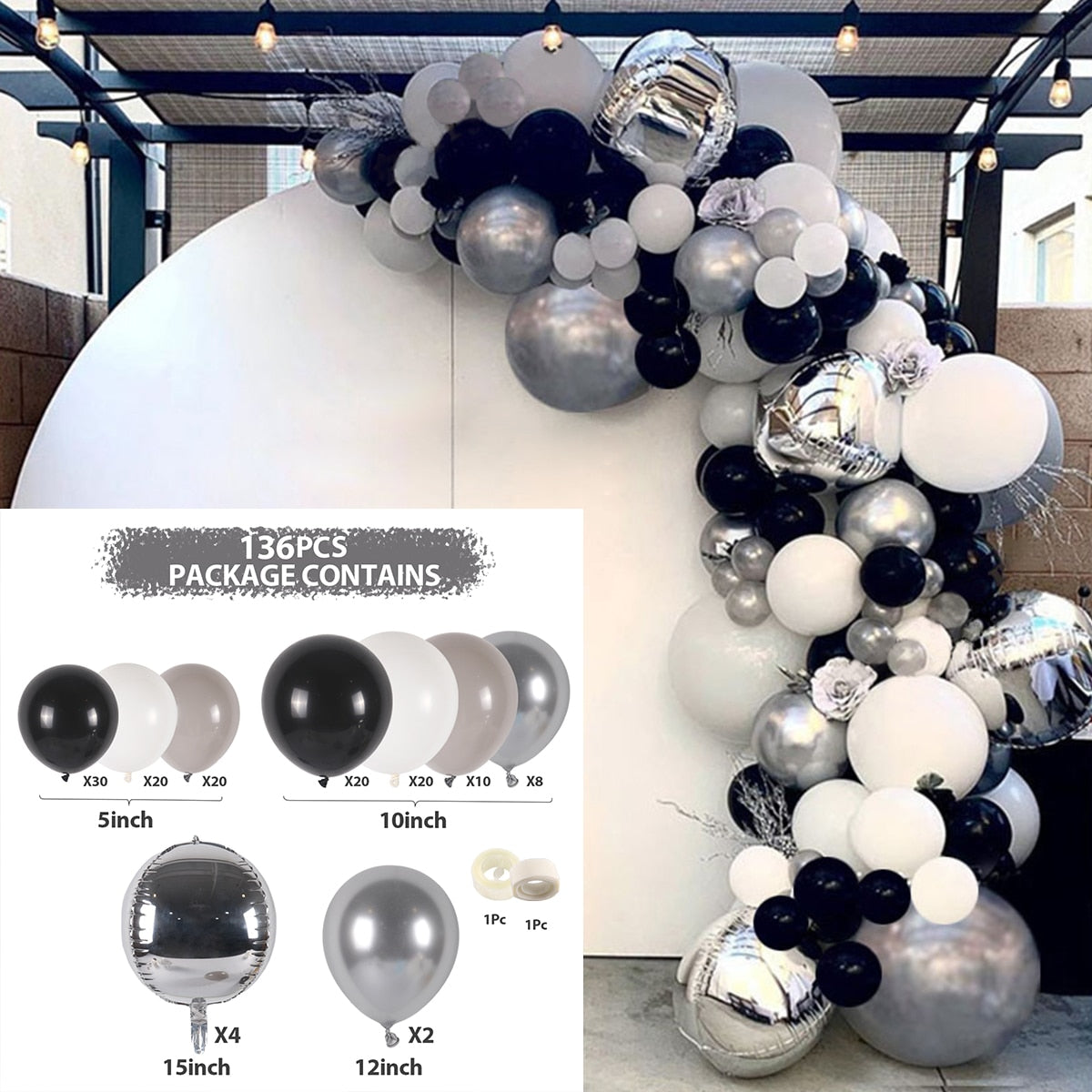 Black Gold Balloon Garland Arch Kit Confetti Latex Balloon Happy 30 40 50 Year Old Birthday Party Decoration 30th Anniversary