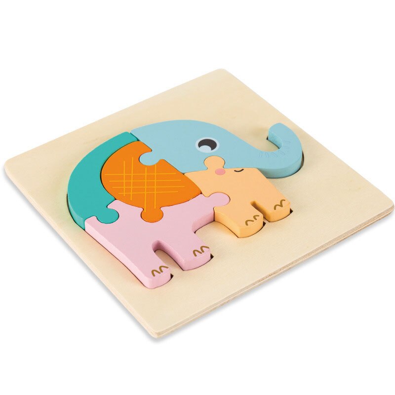 Cartoon Animals Montessori Puzzles For Kids Educational 3D Wooden Puzzle Toys Montessori Educational Toys For Children 2-5 Years