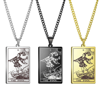 Dawapara Vintage Tarot Card Necklace The Major Arcana Pagan Astrology Talisman Pendants Necklace Stainless Steel Jewelry