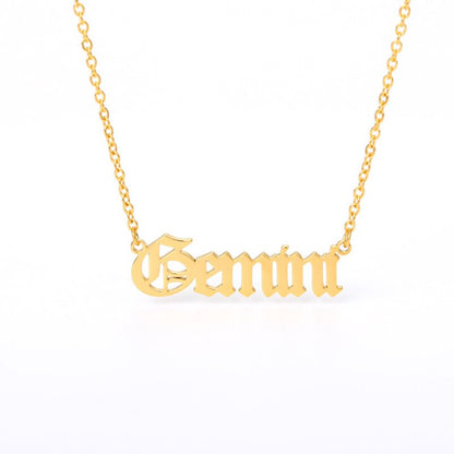 3-colors 12 constellation stars zodiac letter necklace stainless steel pendant necklace women long chain necklace friend gift