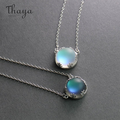 Thaya 45cm Crystal Gemstone s925 Silver Aurora Necklace Halo Scale Light Forest Women Pendant Necklace for Girl Elegant Jewelry