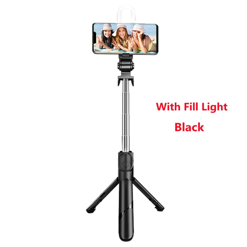 2021 NEW Bluetooth Wireless Selfie Stick Mini Tripod Extendable Monopod with fill light Remote shutter For IOS Android phone