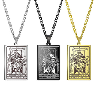 Dawapara Vintage Tarot Card Necklace The Major Arcana Pagan Astrology Talisman Pendants Necklace Stainless Steel Jewelry