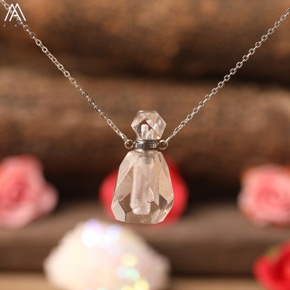 Natural Purple Agates Smoky Color Quartz Rainbow Fluorite Stone Gold Perfume Bottle Pendant For Necklace Making Women Jewelry