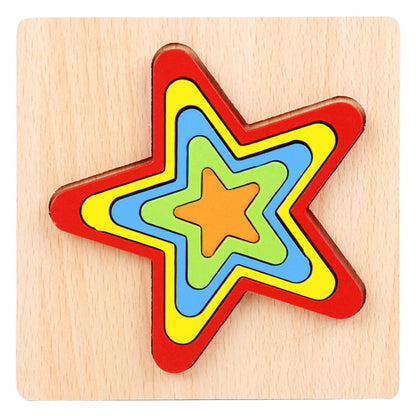 Wooden Geometric Shape Puzzle Kids Montessori Toys Educational Shape Cognition Children Jigsaw Puzzle Board Learning Sensory Toy