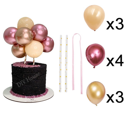 10pcs/Set 5 Inch Balloon Cake Topper Rose Gold Balloon Cake Toppers for Baby Shower Birthday Party Wedding Decorations