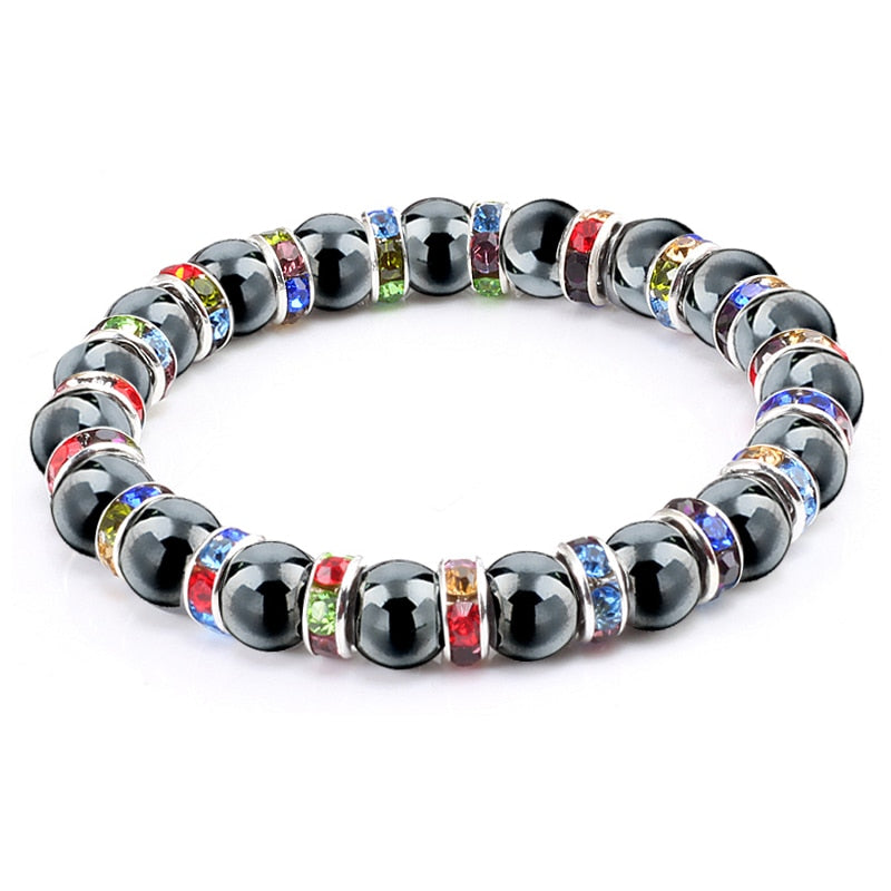 Natural Hematite Beads Bracelets Men No-Magnetic Health Protection Women Jewelry Charm Crystal Stone Stretch Bracelet &amp; Bangle