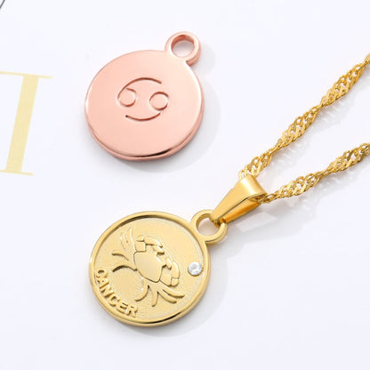 zodiac necklaces for women coin necklace Aries Leo Collier signe astrologique 12 Horoscope Zodiac Astrology Necklace Women