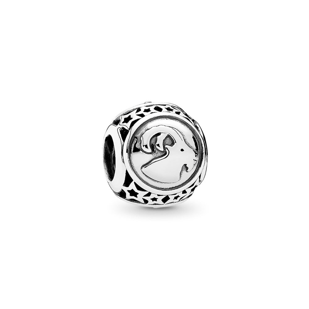 Original 925 Sterling Silver Bead Charm Libra Leo Star Sign Charms 12 Zodiac Constellation Fit Pandora Bracelets Women Jewelry