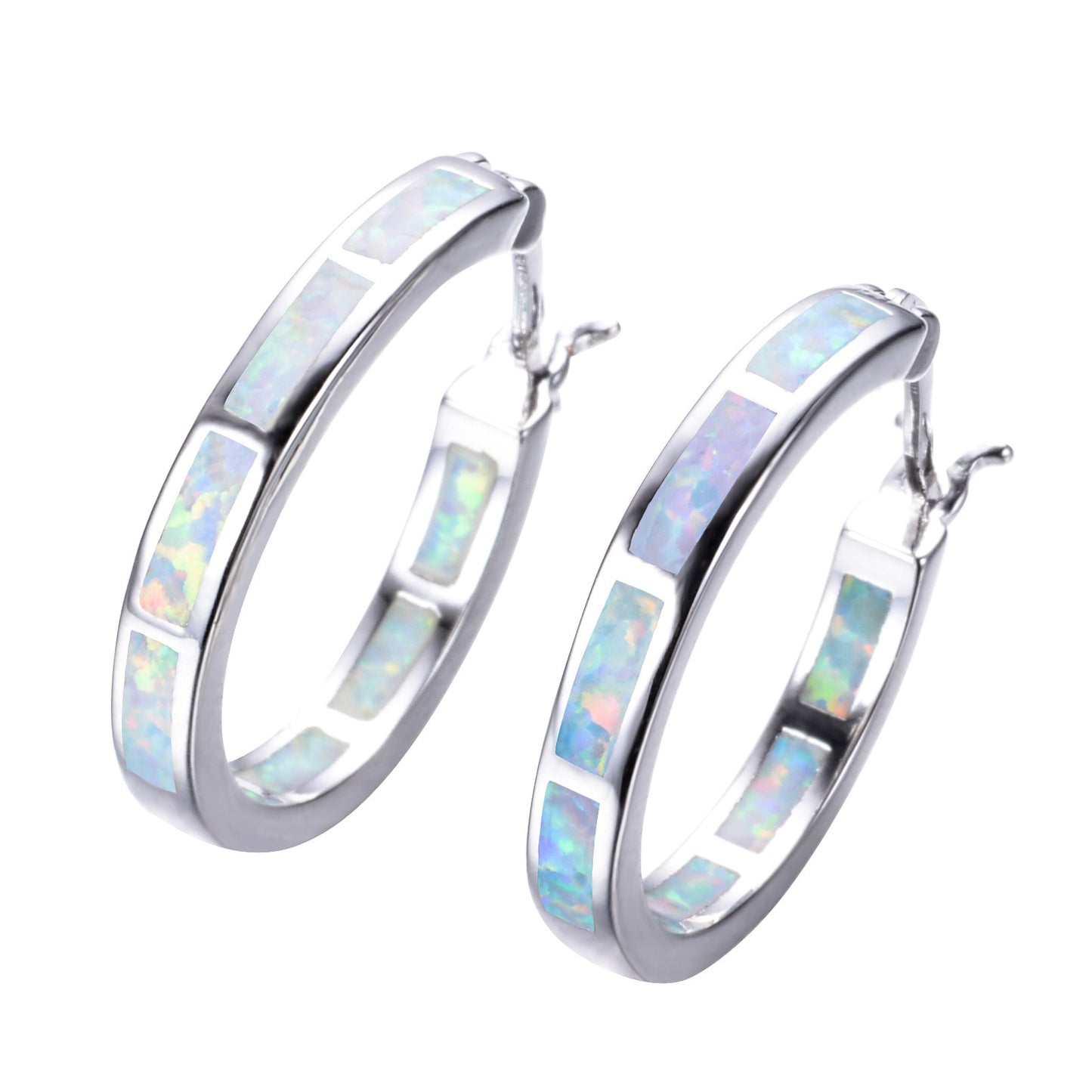 Jellystory High Quality 925 Stelring Silver Stud Earrings 24mm Circle Opal Gemstone Earrings For Women Wedding Jewelry Gifts