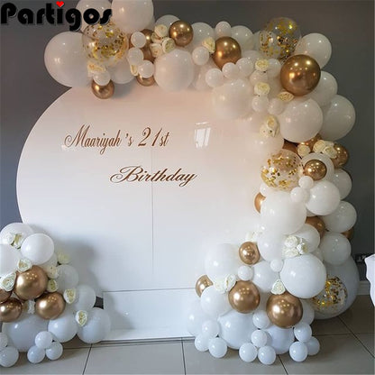 98pcs White Balloons Garland Arch Kit Confetti Metallic Gold Pastel Latex Balloon Baby Shower Birthday Graduation Party Decor