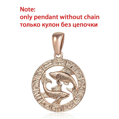 12 Zodiac Sign Constellations Pendants Necklaces For Women Men 585 Rose Gold Color Male Jewelry Fashion Birthday Gifts GPM16