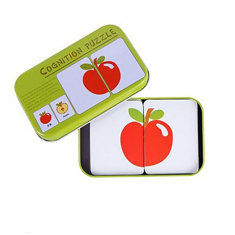 Portable Montessori Toy Puzzle Card Kids Cognition Early Educational Toys Match Game Child Preschool Learing Pocket Flash Card