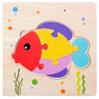 Baby Wooden Toys 3D Puzzle Cartoon Animal Intelligence Jigsaw Puzzle Shape Matching Montessori Toys For Children Gifts