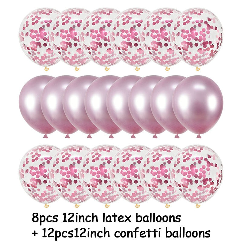 20Pcs Rose Gold Balloon Set Confetti Metallic Balloons Birthday Party Wedding Decoration Anniversary Globals Baby Shower Balloon